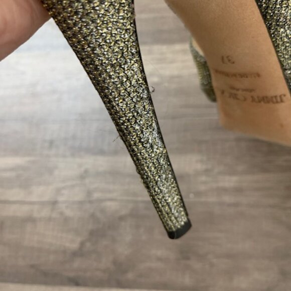 Jimmy Choo Kayak Gold Glitter Platform EU 37 US 7 - Picture 3 of 6
